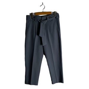 High Waisted Cool Grey Belted Capri Trousers